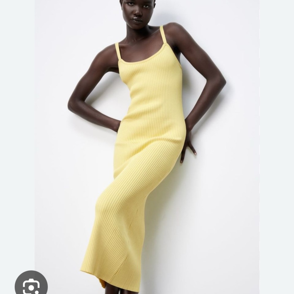 Zara yellow knit dress open back